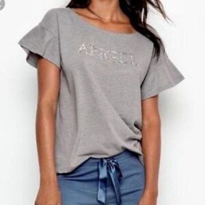 NWT Victoria's Secret Ruffle Graphic Tee Angel Spa